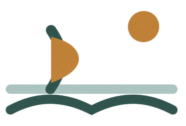 Launchup logo an image of sailing into your next chapter of life boat outline with ocean and sunshine